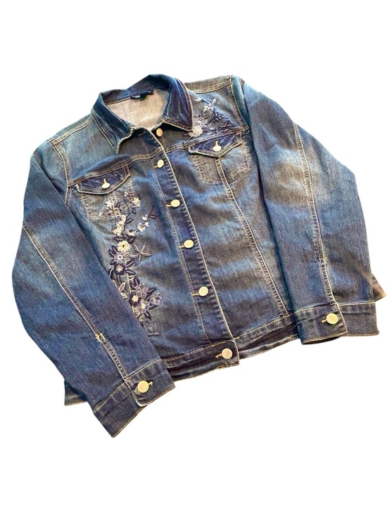 Bandolino Jackets & Blazers - BANDOLINO Blue Denim Jacket with Floral Embroidery Extra Large Like new